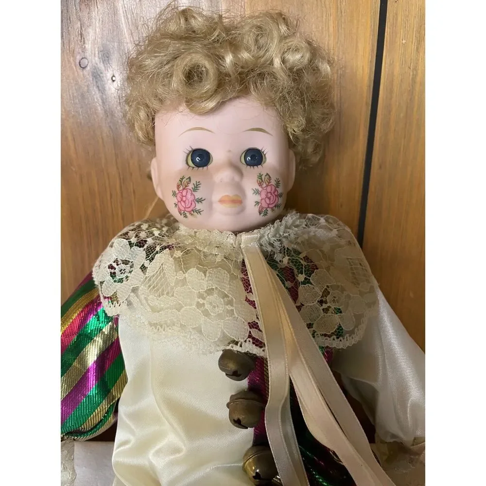 Porcelain Pierrot / Harlequin clown doll